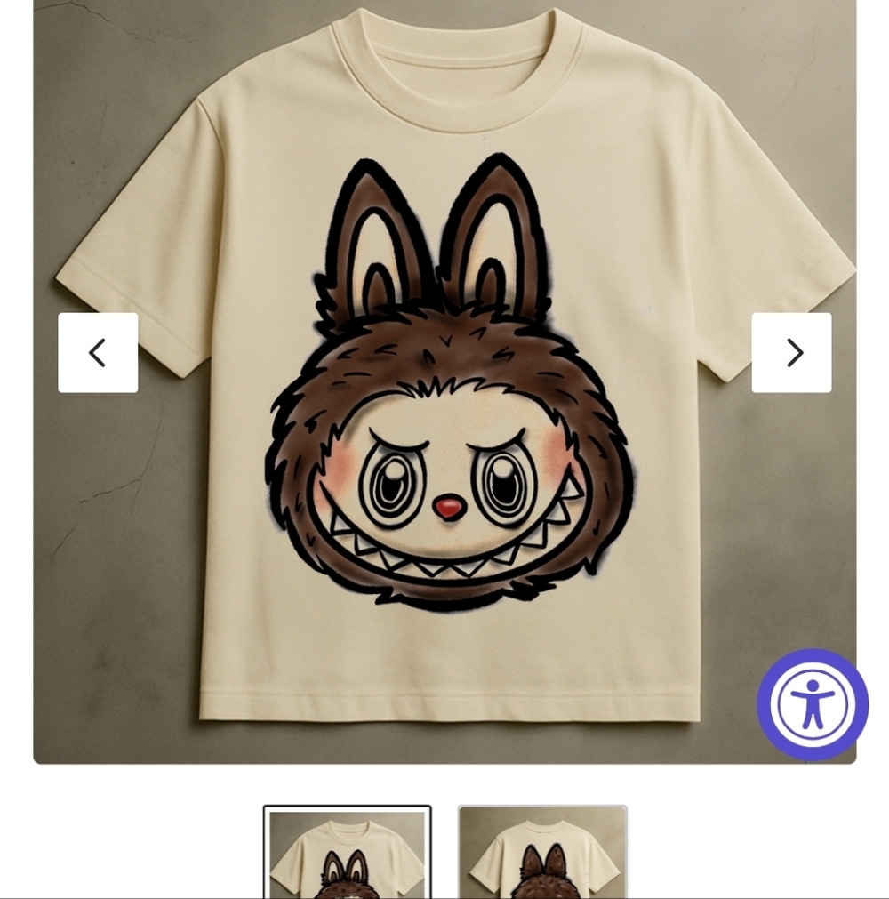 Labubu Head T-Shirt - Cream